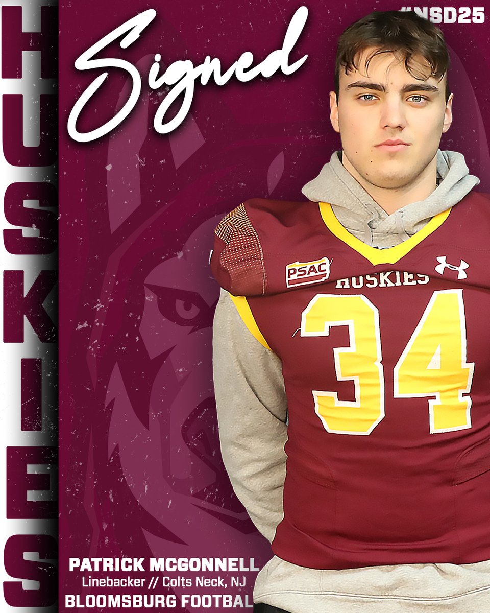 Welcome to Bloomsburg, Patrick McGonnell! A 6-2 linebacker from Colts Neck, NJ!

Signing Day Central: tinyurl.com/3a8hhrd7 

#NSD25 #Unleashed
