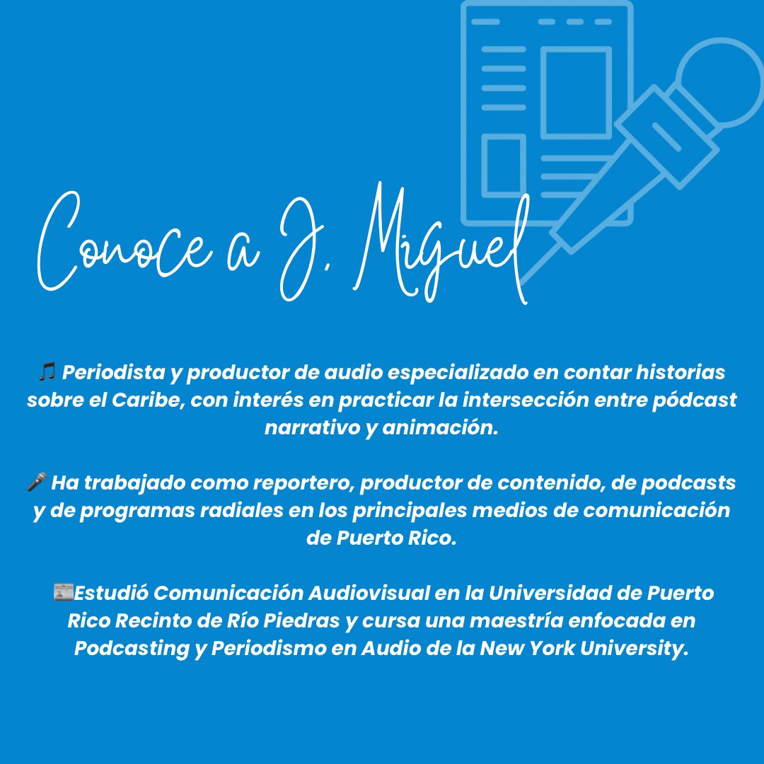 📣¡TALLER VIRTUAL!📣

Les invitamos a nuestro primer taller del semestre sobre periodismo en plataformas de audio con la participación del periodista J. Miguel Santiago Colón. 

🗓️miércoles 12 de febrero 
⏰11:30 a.m. - 12:30 p.m.
🔗Google Meet

¡Les esperamos!