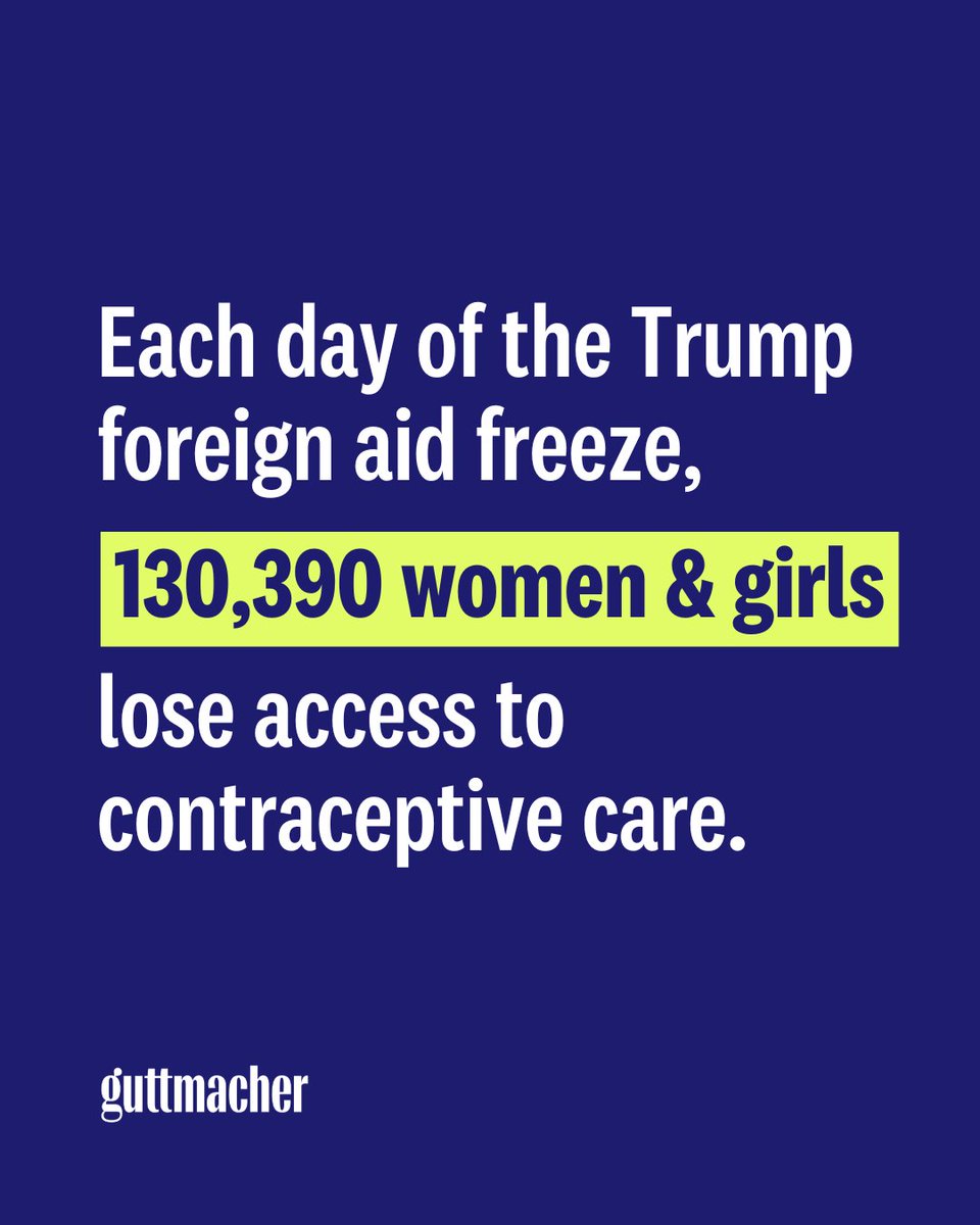 Demand an end to the freeze on US foreign aid that could result in an estimated 4.2 million unintended pregnancies and 8,340 maternal deaths. Resuming work tomorrow would restore access to essential health care for millions. 

More in our policy analysis: gu.tt/3EkEpz6