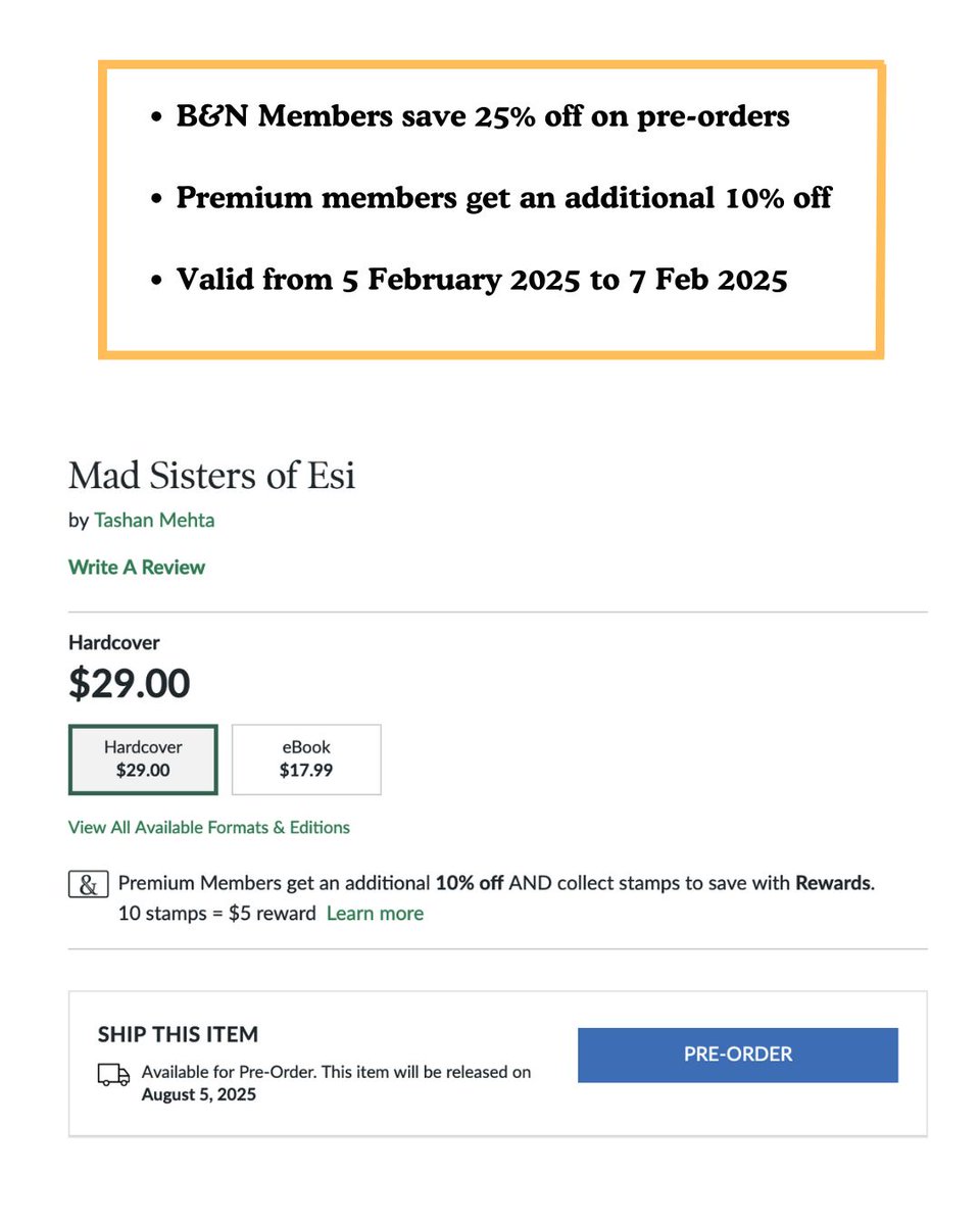 Friends in the US and Canada! MAD SISTERS OF ESI has a launch date (August 5th 2025) and it’s part of the Barnes &amp; Noble Preorder sale. Members get 25% off on all preorders and premium members get an *additional* 10% off. Preorder! It means you’ll have more money for more books.