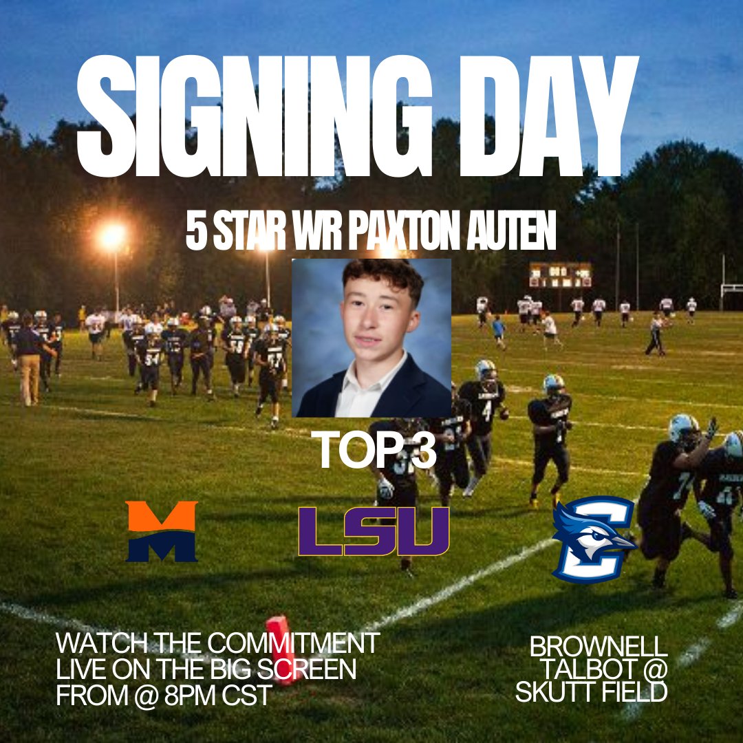 Tune in for the signing day of 5 Star Wr Paxton Auten. Everyone needs a playmaker like this, especially after his legendary punt return pickup. #Legend #NIL