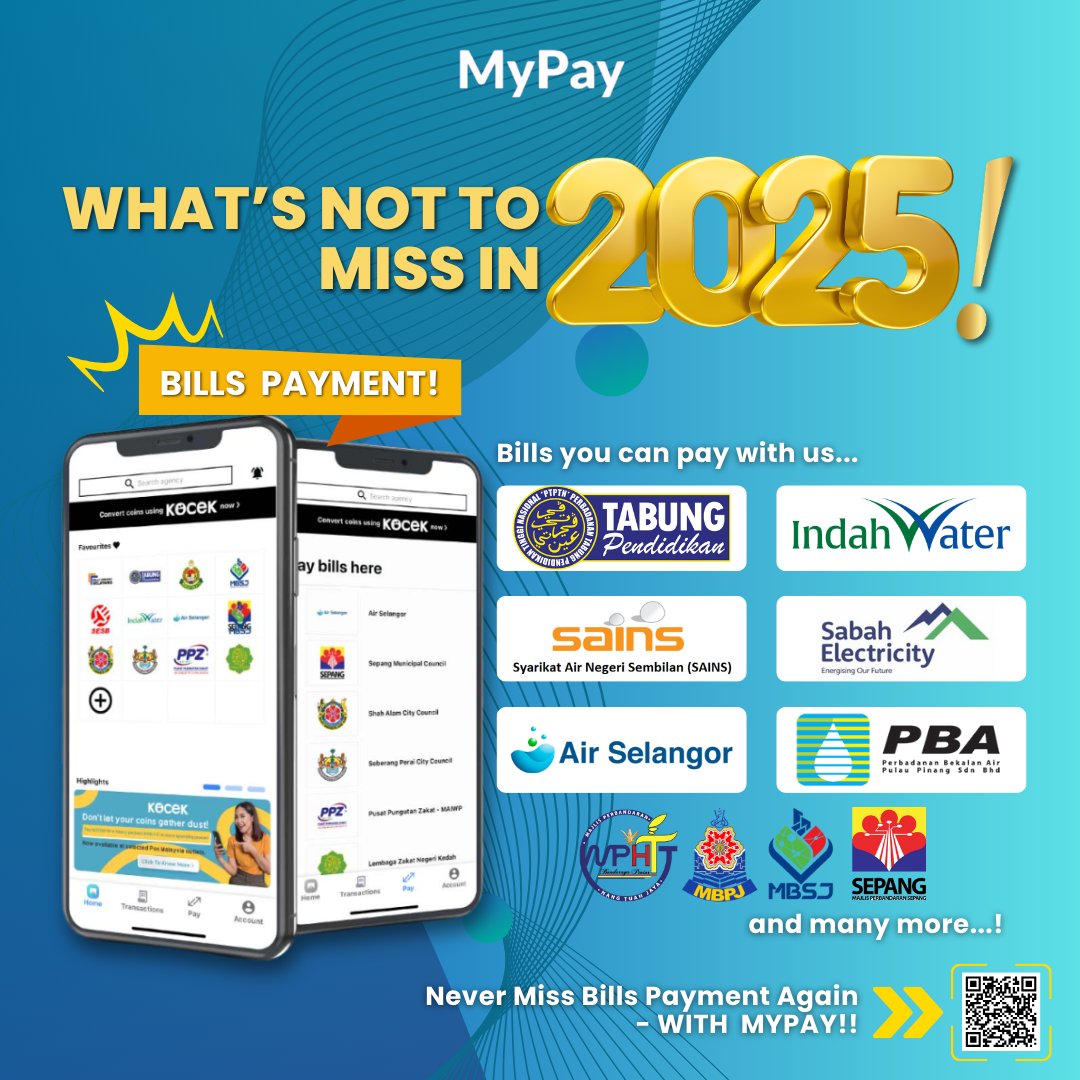 OfficialMyPay's tweet photo. 🧨This 2025, let's ditch the bill-paying blues! 🧨

Wave goodbye to all the hassles and enjoy your peace of mind with the convenience that comes with MyPay. ✨

2025 is for living, not bill chasing! 📲Download MyPay today and never miss bills payment again! https://t.co/WZrtTVcm47