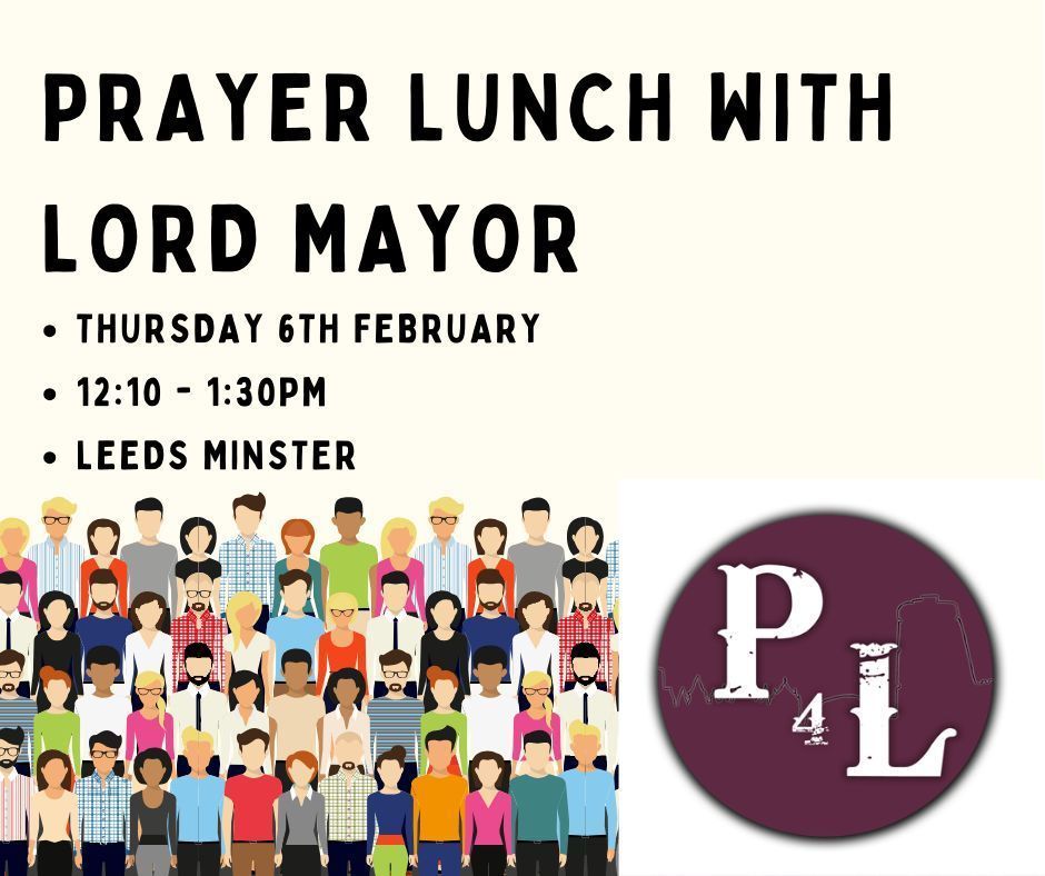 📣 TOMORROW! 📣 Lord Mayor Abigail Marshall Katung will be speaking at the next city-wide prayer lunch with Pray For Leeds 🗓️ Thursday 6th February 📍 Leeds Minster ⏰ 12:10 - 1:30

🔗 buff.ly/3E6SG2q 

#whatsonleeds #leedsevents #prayerlunch #pray4leeds