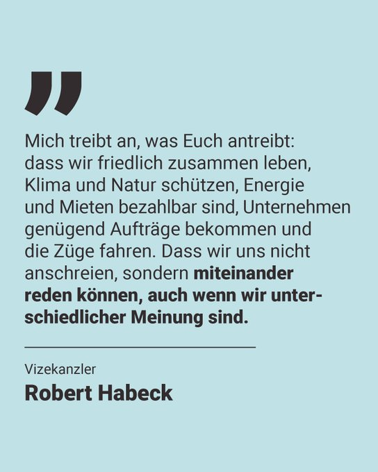 Die Trollarmeen wollen verhindern, das man das teilt.
Die TV-Sender prügeln weiter auf die ein, die es den Menschen einfacher machen wollen!

#Habeck4Kanzler