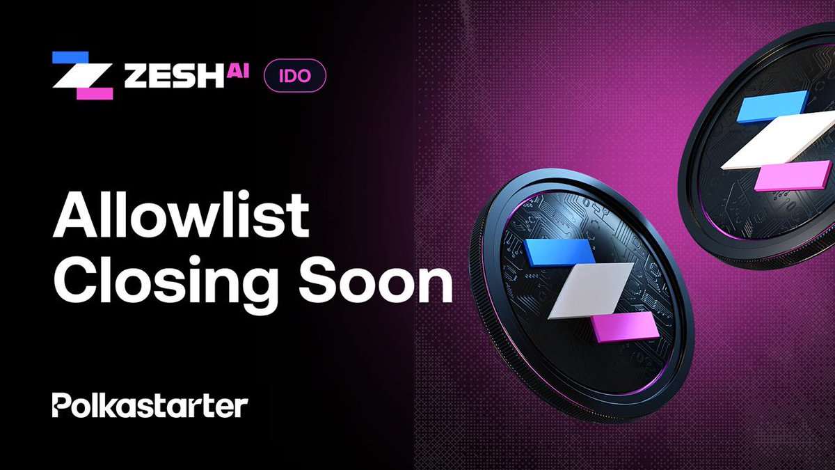 Polkastarter (@polkastarter) on Twitter photo LAST CHANCE to Apply for <a href="/ZeshApps/">Zesh AI Layer</a> Allowlist!
IDO goes live on Feb 7, 10AM UTC—allowlist closing FAST! ⚡
💡 What’s at stake?
• AI-powered community management
• Cutting-edge tokenomics
• Massive growth potential
Secure your spot in AI’s future—don’t miss out!
🔗 Apply LAST CHANCE to Apply for <a href="/ZeshApps/">Zesh AI Layer</a> Allowlist!
IDO goes live on Feb 7, 10AM UTC—allowlist closing FAST! ⚡
💡 What’s at stake?
• AI-powered community management
• Cutting-edge tokenomics
• Massive growth potential
Secure your spot in AI’s future—don’t miss out!
🔗 Apply