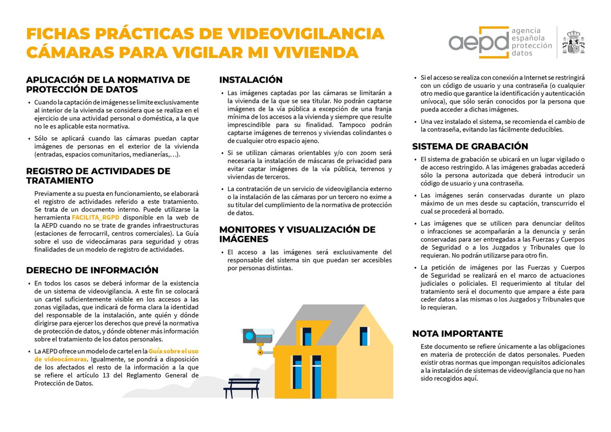 Ing_Mili's tweet image. Interesante información de la @AEPD_es  sobre la videovigilancia #RGDP