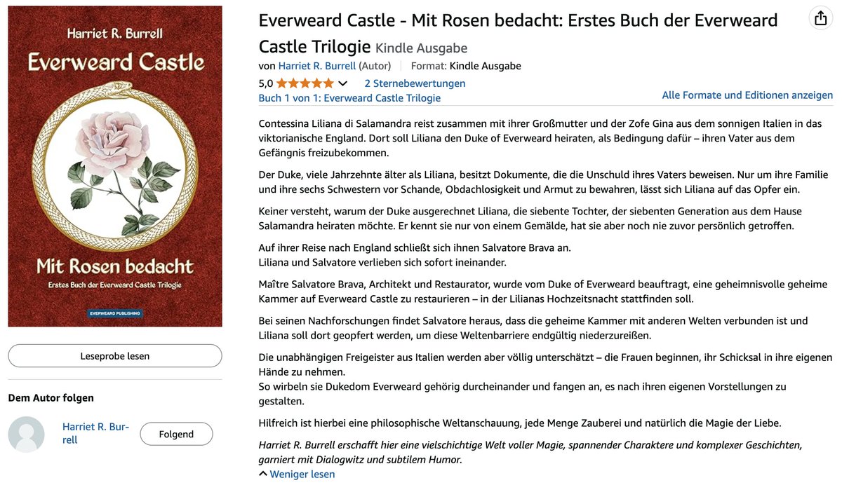 Everweard Castle - Mit Rosen bedacht: Erstes Buch der Everweard Castle Trilogie amzn.eu/d/ho0BOzd #Amazon via @Amazon
#Fantasy #Neuerscheinung #Buchempfehlung
