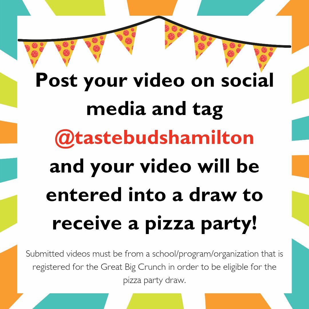 Get ready to rock the Great Big Crunch! Calling all creative minds to whip up a video &amp; Rap for the App-le!

Share your masterpiece and tag @tastebudshamilton and you'll be entered into a draw to win a pizza party for your class/school/program!