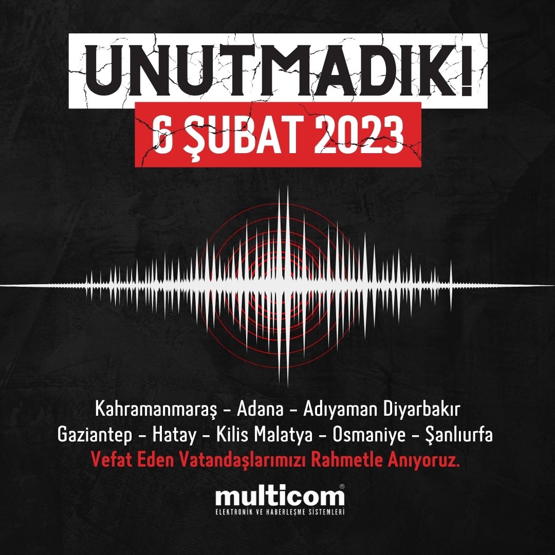 6 Şubat 2023’te yaşanan büyük deprem felaketinde hayatını kaybeden tüm vatandaşlarımızı saygı ve rahmetle anıyoruz. Geride kalanlara sabır diliyoruz. Dayanışma ve birlik içinde, daha güvenli yarınlar için çalışmaya devam edeceğiz.

#6Şubat #Unutmadık #Deprem