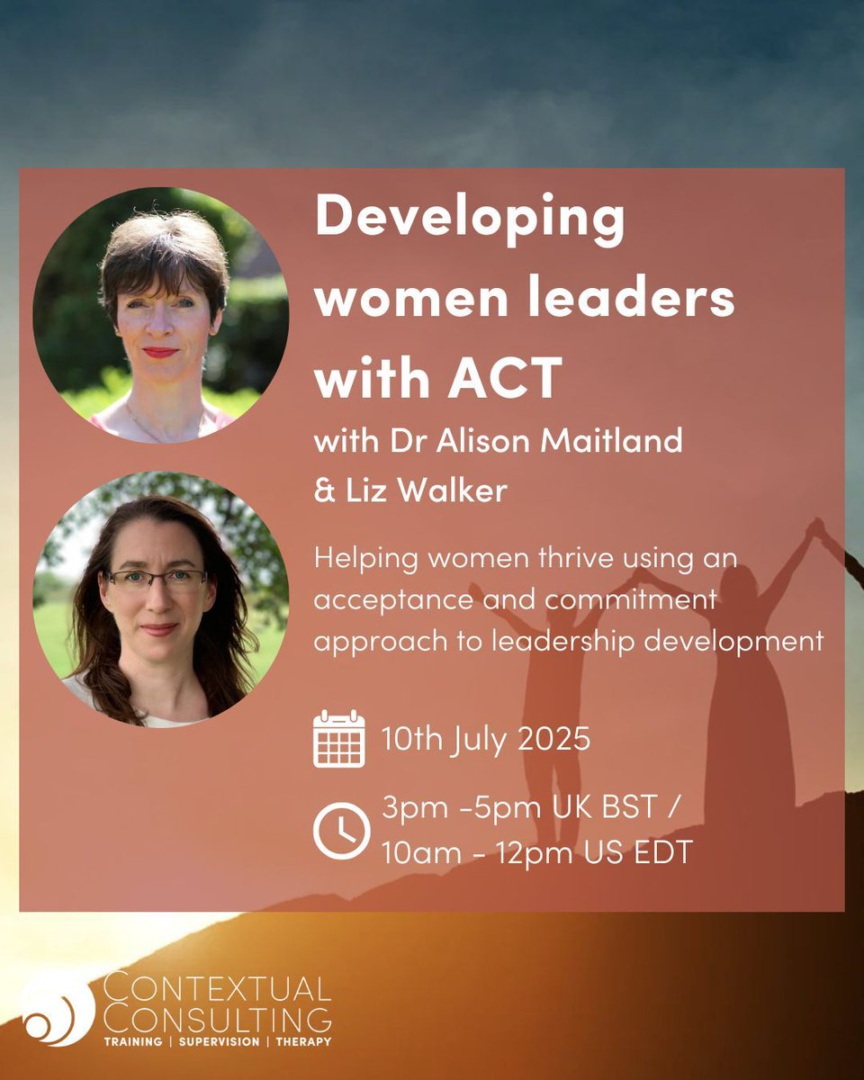 Join Alison Maitland &amp; Liz Walker in July, for Developing women leaders with ACT to help women lead authentically using ACT principles.

Early bird price £40 (+ VAT) until 14th March!

Sign up today! buff.ly/3Q493j4 

#WomenInLeadership #ACTTraining #LeadershipDevelopment