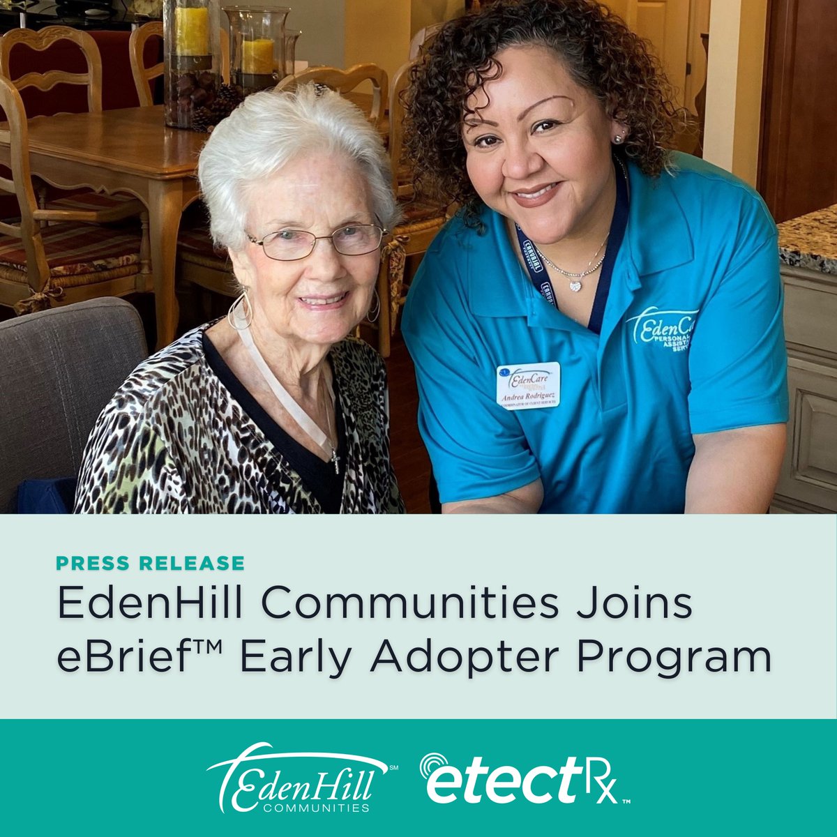 etectRx (@etectrx) on Twitter photo We proudly announce our latest eBrief™ Early Adopter Program partnership with <a href="/EHCommunities/">EdenHill Communities</a>! Read the full press release to learn how EdenHill is setting the standard for intelligent incontinence care in the State of Texas: bit.ly/3Q4X5Wd
#IntelligentIncontinence We proudly announce our latest eBrief™ Early Adopter Program partnership with <a href="/EHCommunities/">EdenHill Communities</a>! Read the full press release to learn how EdenHill is setting the standard for intelligent incontinence care in the State of Texas: bit.ly/3Q4X5Wd
#IntelligentIncontinence