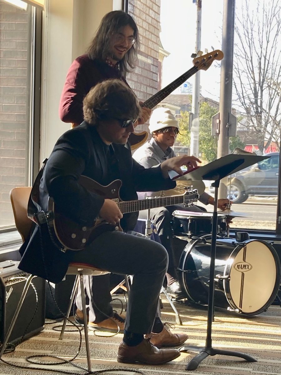 CSSCaresIL's tweet photo. CSS had a great time at the Jazz Guitar Trio performance at @EffLibrary! 🎶✨ Wishing Seth, Race, and Jeremy the best in their music studies at @eiu. We love supporting local talent—can’t wait for the next show! #csscares #supportthearts #jazzmusic #bepartofthecommunity https://t.co/94O0GvegiT