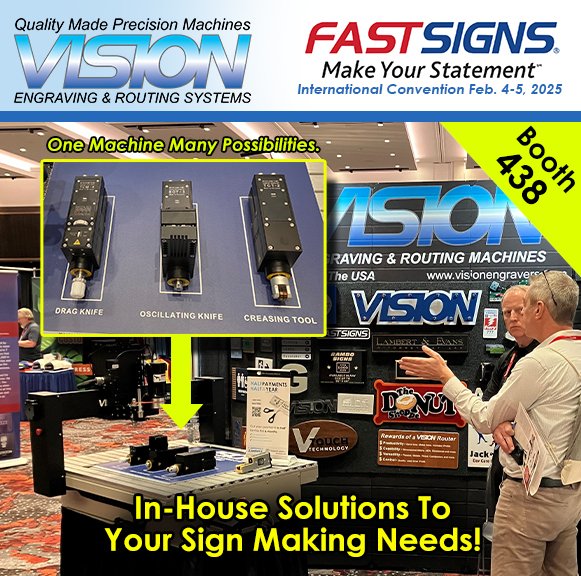 Day 2 of the <a href="/fastsigns/">FASTSIGNS®</a> International Convention. Come by booth 438, learn more about Vision's In-House Solutions To Your Sign Making Needs! visionengravers.com/LandingPage/fa…

#fastsigns #cncrouter #visionengravers #visionrouters #signmaking #signagesolutions #madewithvision #madeinusa