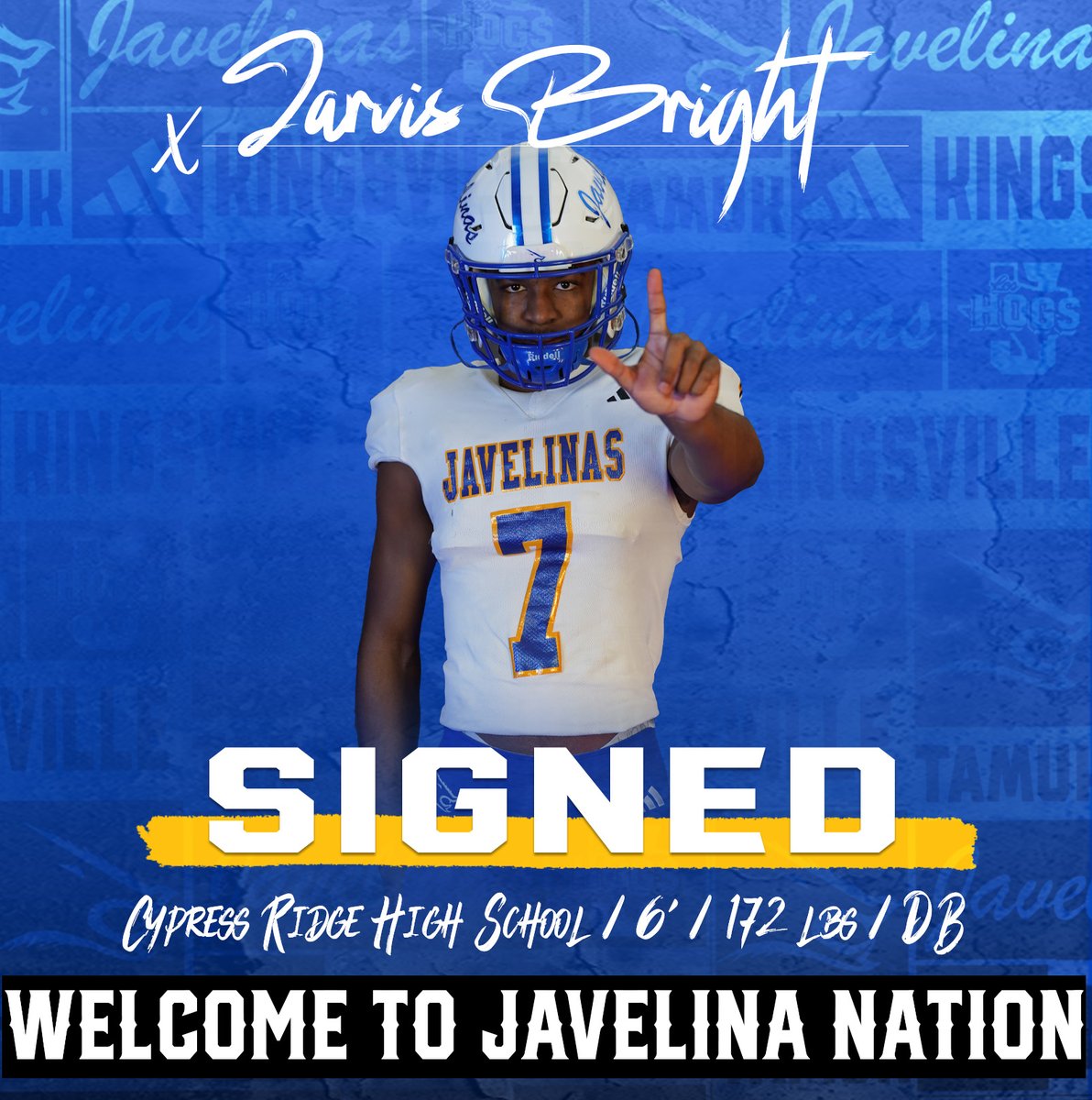 TAMUK Javelina Football (@javelinafb) on Twitter photo The No Fly Zone around Kingsville just got better today ๐ซ!
Welcome to Javelina Nation, <a href="/JarvisBright__/">Jarvis Bright</a>!
#GoJavelinas #NSD2025 The No Fly Zone around Kingsville just got better today ๐ซ!
Welcome to Javelina Nation, <a href="/JarvisBright__/">Jarvis Bright</a>!
#GoJavelinas #NSD2025
