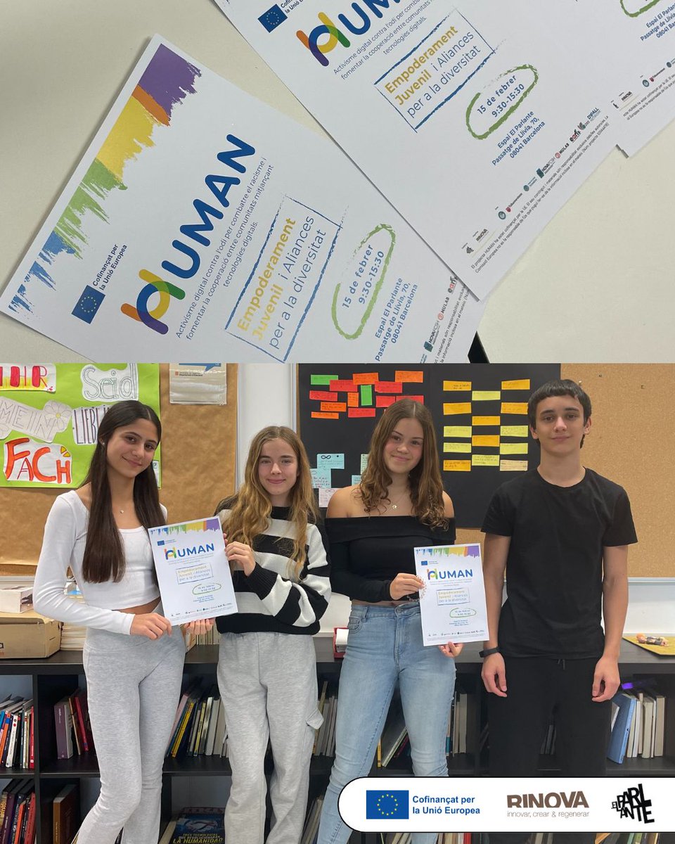 Acompanyarem les sessions de treball amb les 4 joves que formen part del projecte HUMAN.

🎙️Crearan 10 pòdcasts per a xarxes socials que desmuntin els discursos d’odi envers les persones d’orígens culturals diversos.

Coordinat a Espanya per <a href="/rinova_group/">Rinova</a>.
#HUMANactivistEU