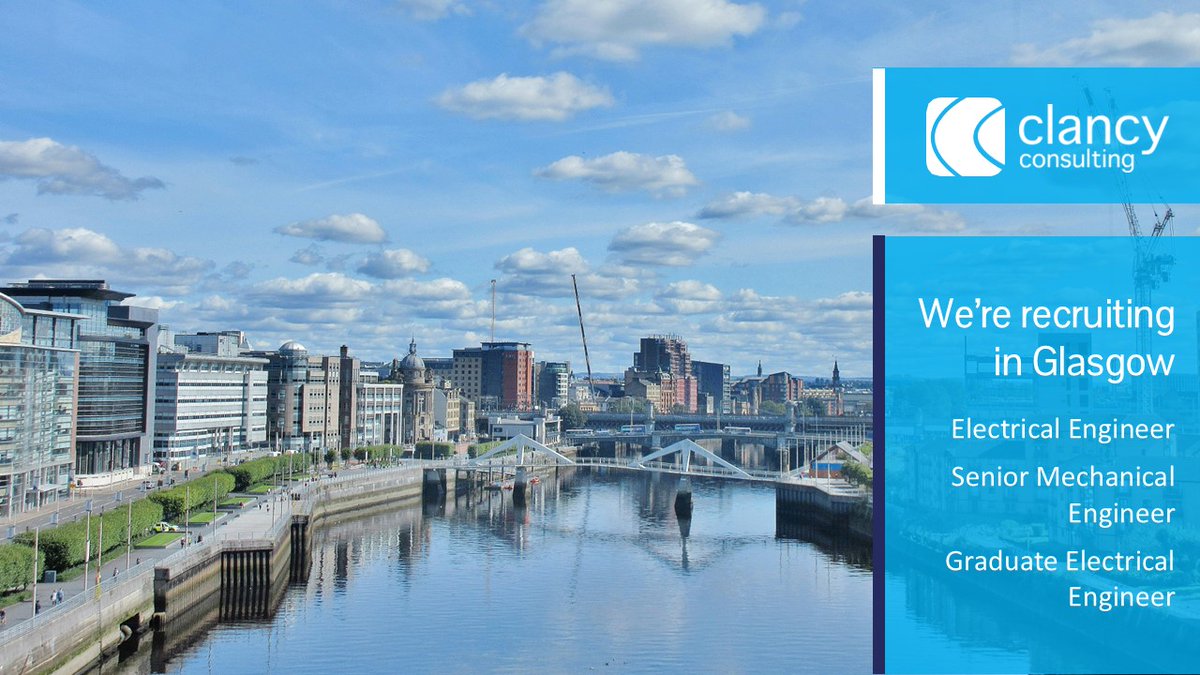 We're on the lookout for some top talent to join our #Glasgow team. Could that be you?

&gt; Electrical Engineer
&gt; Senior Mechanical Engineer
&gt; Graduate Electrical Engineer

Visit our website for further info &amp; how to apply
&gt; tinyurl.com/539bbk86

#teamclancy #joinus #recruitment
