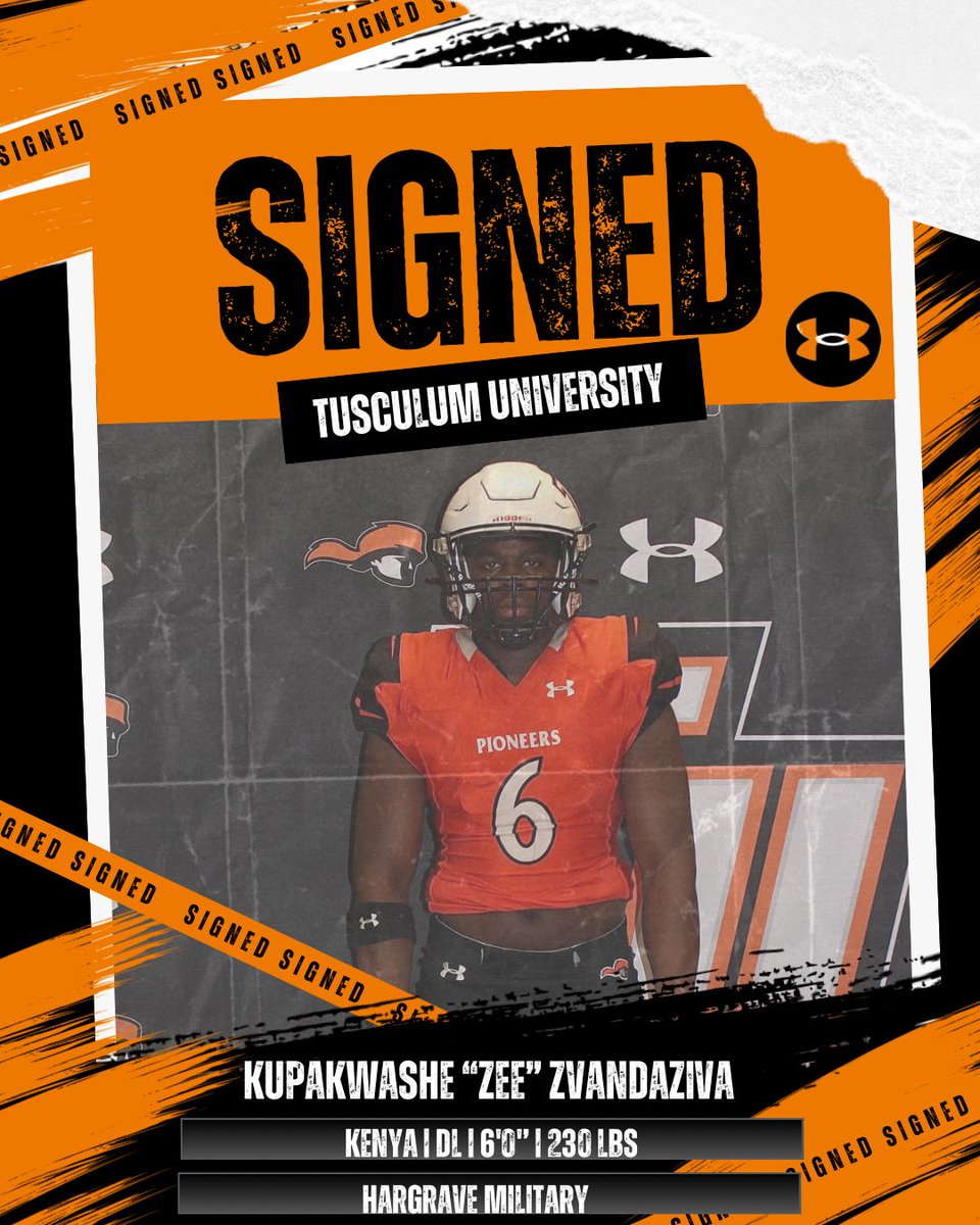 SIGNED! 🖊️ 

Pioneer Nation, welcome our newest member of the Pioneer Family <a href="/kupazvand/">Kupakwashe Zvandaziva</a> 🟠⚫️

#PioneerUp #TusculumFootball