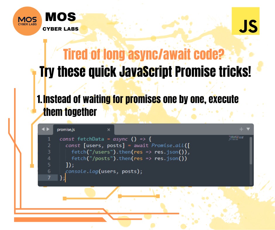 MOSCyberLabs's tweet photo. JavaScript Promise Tricks You Should Know!
#JavaScript #WebDevelopment #CodingTips #AsyncAwait #moscyberlabs

@MOSCyberLabs https://t.co/TKPCXdtZgy