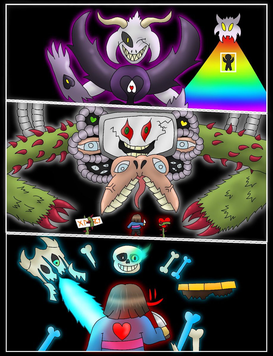 "Una historia, se puede contar de modos muy distintos, si sabes como hacerlo, pueden haber haber formas tanto buenas como malas de escribirle un final ✨"
Espero que les guste como quedo :3
#undertaleFanart #undertale #sansundertale #Flowey #asrieldreemurr #digitalart