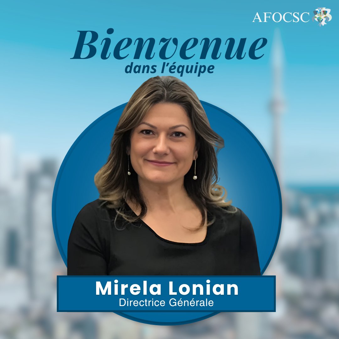 📢 L'AFOCSC est ravi d’accueillir Mirela Lonian, comme nouvelle Directrice générale !

Nous lui souhaitons plein succès dans son engagement pour l’éducation catholique francophone en Ontario. 🎉📚
 #AFOCSC  #ÉducationCatholique #Leadership