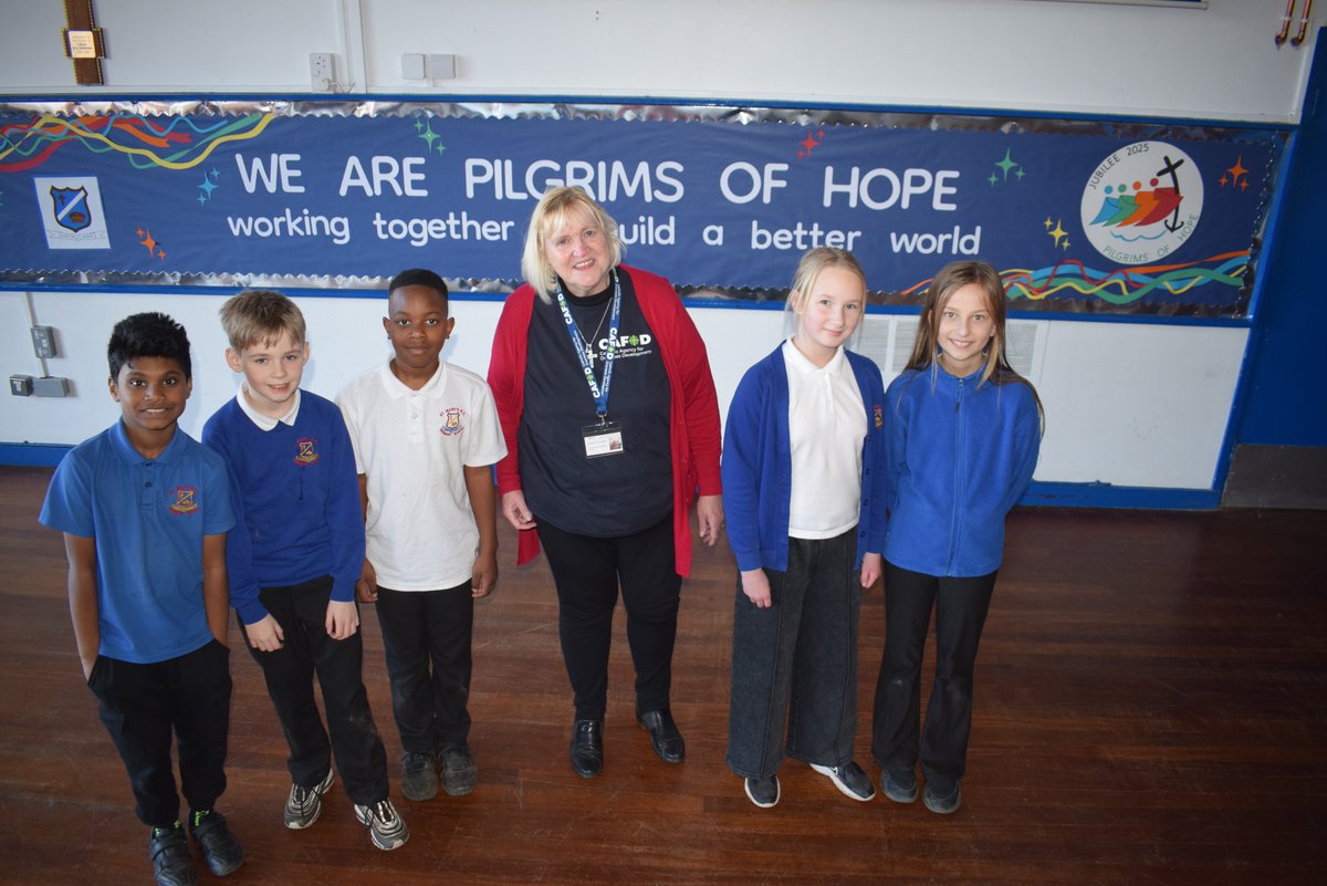 It was great to have Cecilia from <a href="/CAFODSchools/">CAFOD Schools</a> <a href="/CAFODNorthWales/">CAFOD in North Wales</a> talking to our Year 4s, 5s and 6s about how CAFOD help us make a difference in the world. They are the agents who will help us support the neediest in the world this jubilee year #pilgrimsofhope