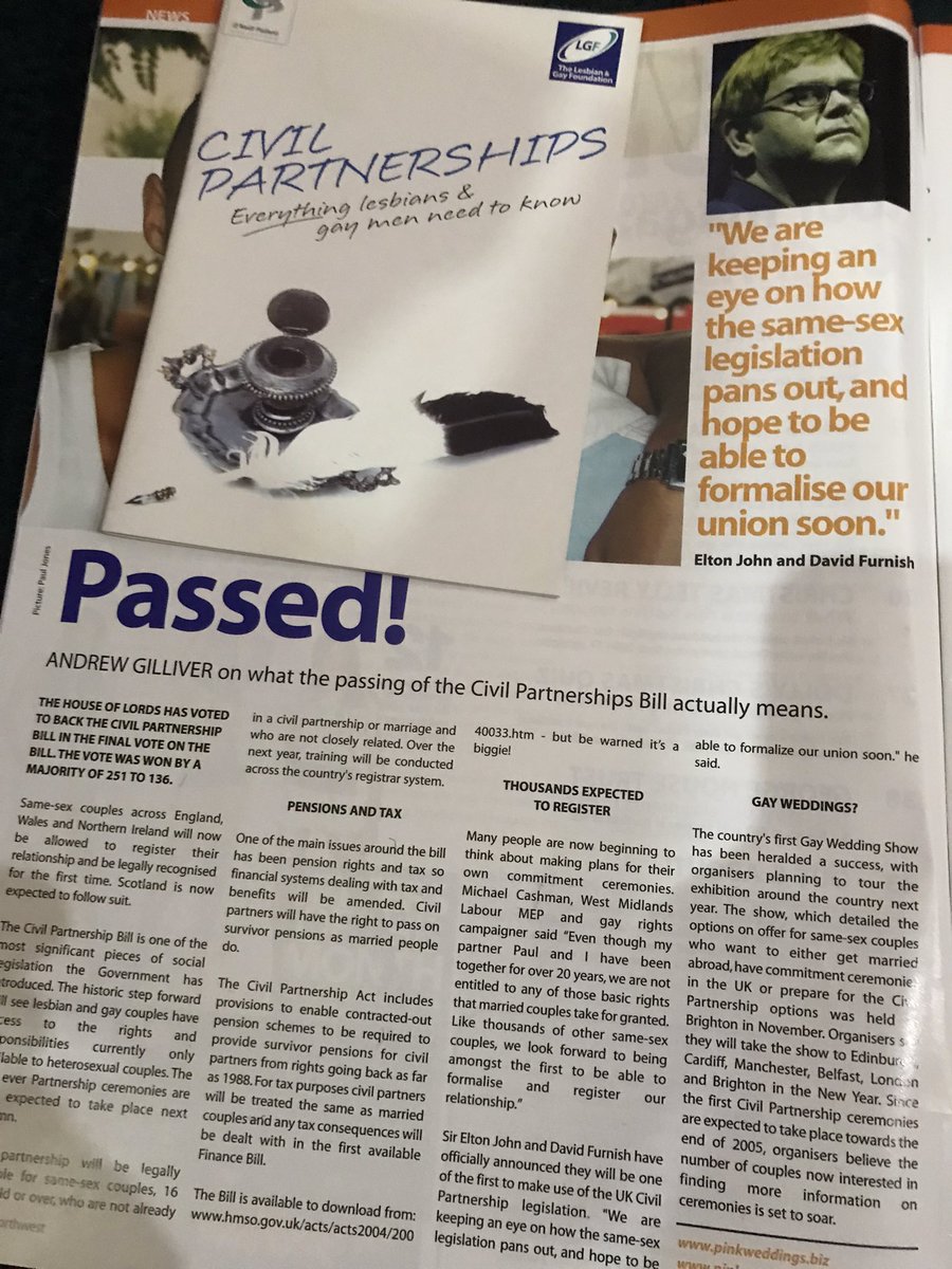 Looking back to 2004 and the passing of The UK Civil Partnerships Bill. Amazing to think how much this has changed the lives of same sex couples over the years. #LGBTplusHM25 #lgbtfoundation50