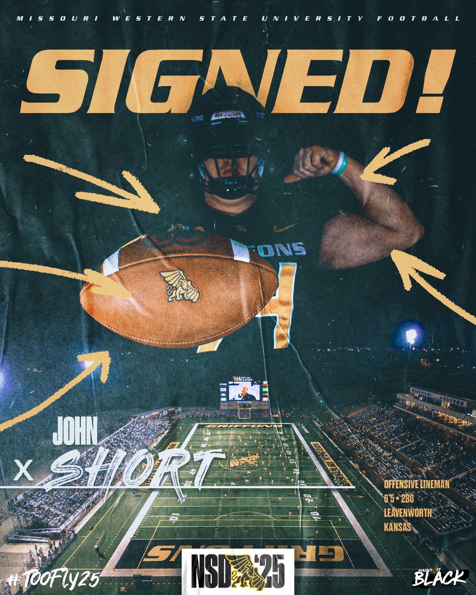 Missouri Western Football (@mwsu_football) on Twitter photo 𝓢𝓲𝓰𝓷𝓮𝓭 ✍️
Welcome to the Griffon Black & Gold, John Short (<a href="/JohnShort25/">John Short</a> )
🏈Offensive Line | 6-5 | 280
📍 Lansing, KS
🏫Leavenworth HS➡️MWSU
🔗hudl.com/profile/165972…
#TOOFLY25 | #NSD25 𝓢𝓲𝓰𝓷𝓮𝓭 ✍️
Welcome to the Griffon Black & Gold, John Short (<a href="/JohnShort25/">John Short</a> )
🏈Offensive Line | 6-5 | 280
📍 Lansing, KS
🏫Leavenworth HS➡️MWSU
🔗hudl.com/profile/165972…
#TOOFLY25 | #NSD25