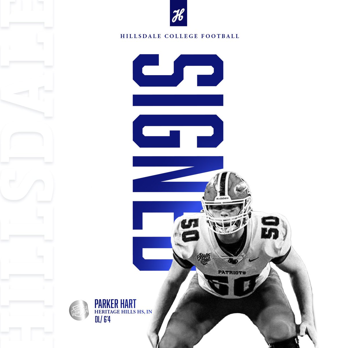 Excited to welcome Parker to the Hillsdale College Football Family!  🏈#ChargeOn #NSD25