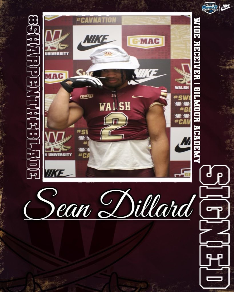 Walsh Football (@walshufootball) on Twitter photo Welcome to Canton, <a href="/Sean_Dillard2/">Sean Dillard 2⭐️</a> !
🏠 Bedford, OH
🏫 Gilmour Academy
🏈 Wide Receiver
#ChaseTheLion ⚔️ Welcome to Canton, <a href="/Sean_Dillard2/">Sean Dillard 2⭐️</a> !
🏠 Bedford, OH
🏫 Gilmour Academy
🏈 Wide Receiver
#ChaseTheLion ⚔️