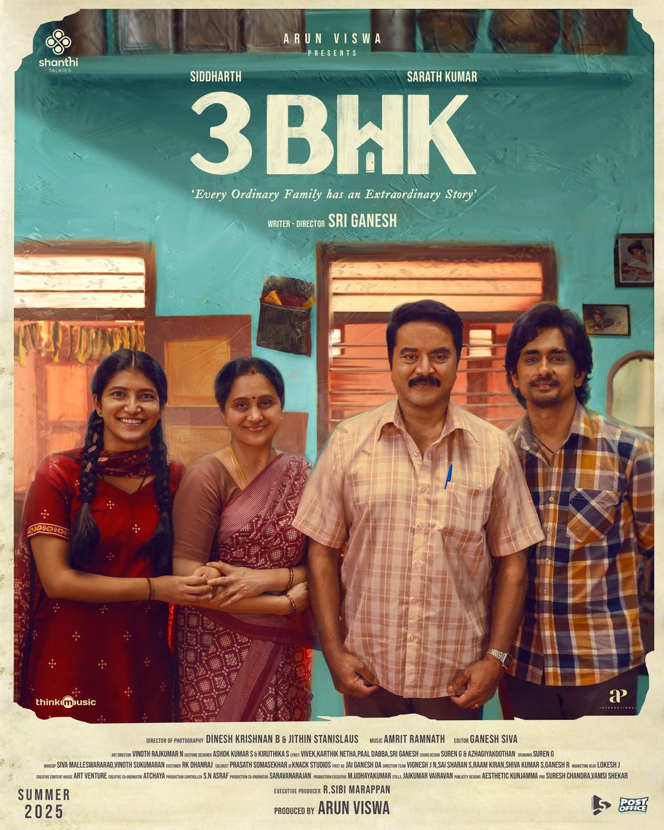 dineshkrishnanb's tweet photo. Happy associating with @shanthitalkies as #dop for this beautiful film #3bhk with this wonderful cast &amp; crew  😍
https://t.co/K1DeHp99eX

@sri_sriganesh89 
#Siddharth @realsarathkumar @sri_sriganesh89 #Devayani @RaghunathMeetha @Chaithra_Achar_ @iamarunviswa https://t.co/FoUnpXAMgr