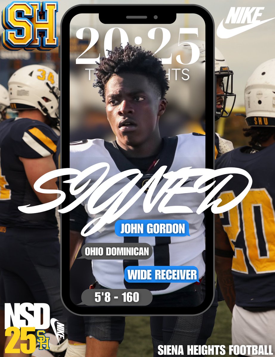 SienaHeightsFB's tweet image. 📝SIGNED
It’s official @_JohnGordon3 is now a Saint!
Welcome to the Saints family!
#JoinTheHunt🐺 #ONE💙💛