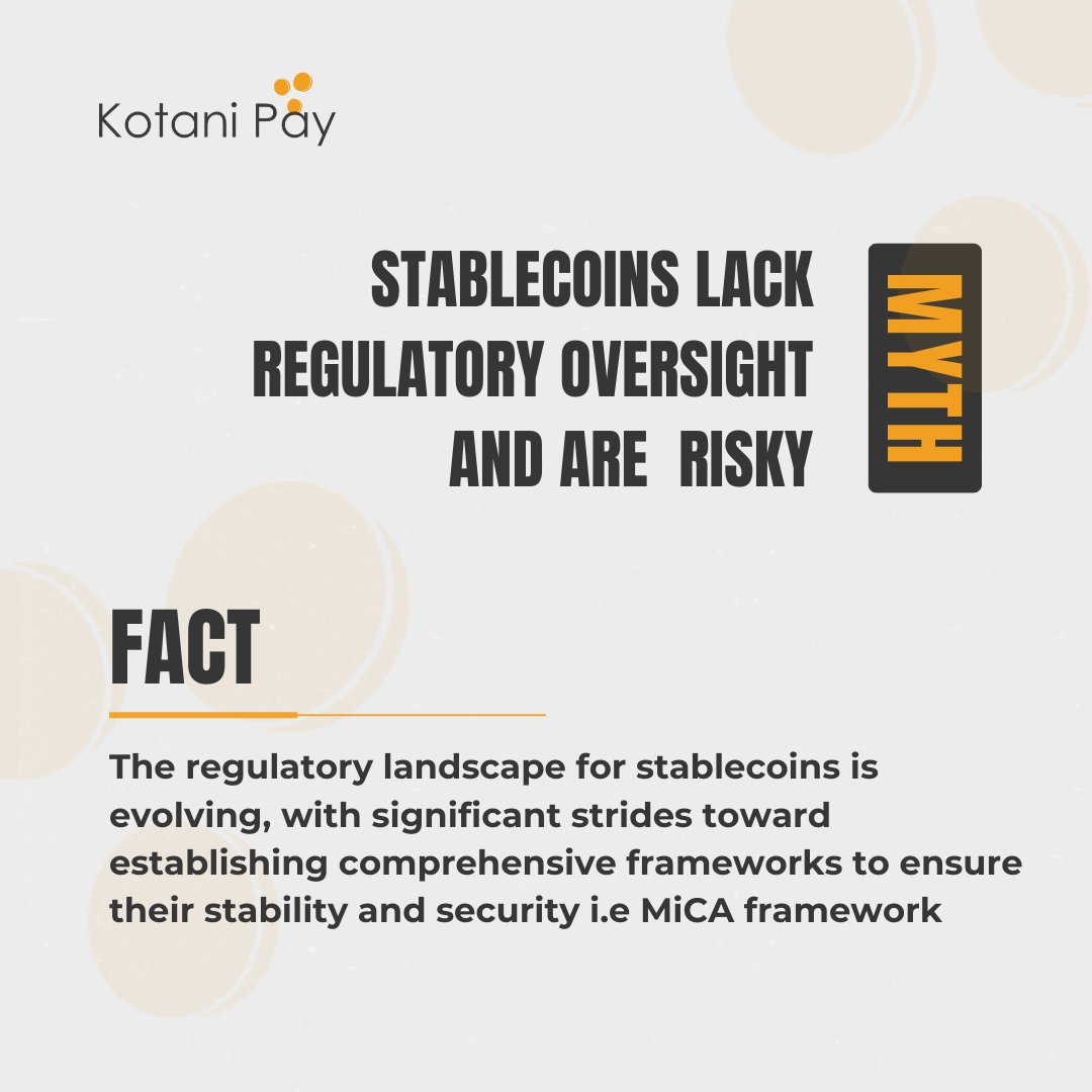 Stablecoins &amp; Regulation: Myth vs Fact

A common myth? Stablecoins are unregulated. The reality? Governments worldwide are actively shaping regulatory frameworks to ensure their stability and security.