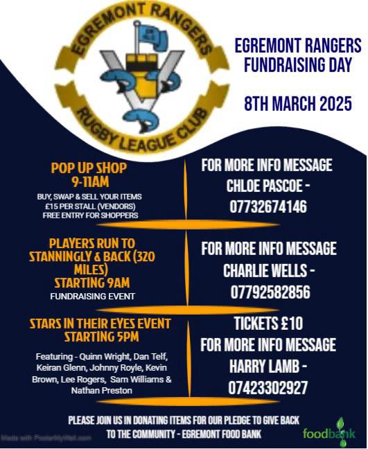 EgremontR's tweet image. 𝐄𝐆𝐑𝐄𝐌𝐎𝐍𝐓 𝐑𝐀𝐍𝐆𝐄𝐑𝐒 𝐅𝐔𝐍𝐃𝐑𝐀𝐈𝐒𝐈𝐍𝐆 𝐃𝐀𝐘 𝟐𝟎𝟐𝟓

Join us on Saturday 8th March as we host a trio of fundraising events, full details👇

#UpTheMont | #Since1900

𝐂𝐞𝐥𝐞𝐛𝐫𝐚𝐭𝐢𝐧𝐠 𝟏𝟐𝟓 𝐘𝐞𝐚𝐫𝐬 𝐎𝐟 𝐑𝐮𝐠𝐛𝐲 𝐋𝐞𝐚𝐠𝐮𝐞 𝐈𝐧 𝐄𝐠𝐫𝐞𝐦𝐨𝐧𝐭 🔵⚪️