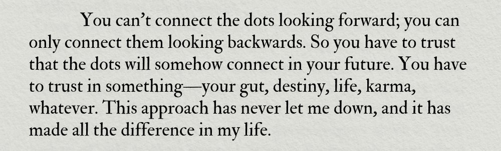 Charles Miller (@charlesmiller_7) on Twitter photo Steve Jobs on trusting the future: Steve Jobs on trusting the future: