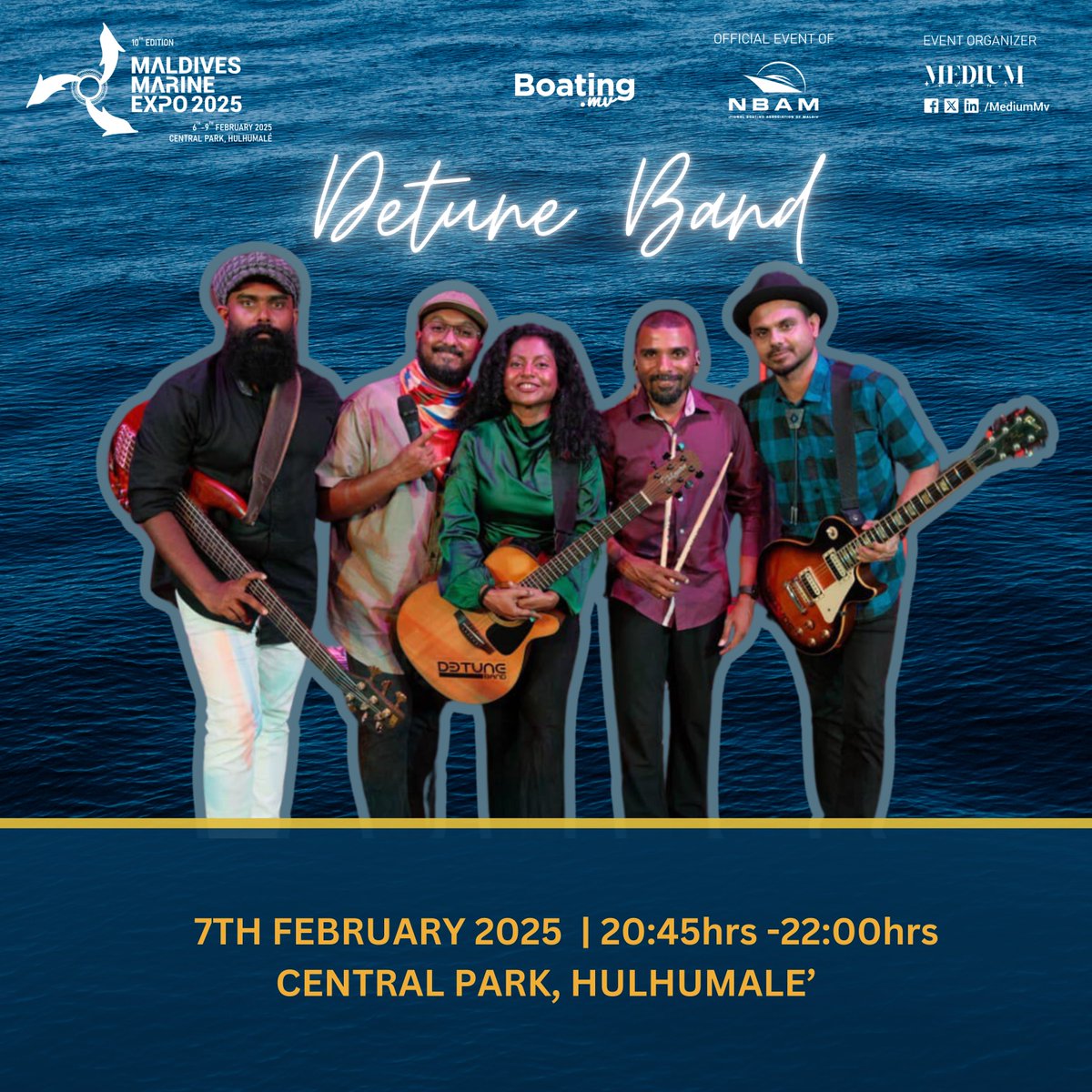Let’s Turn Up the Vibes with <a href="/detuneband/">Detune Band</a> !

Get ready for an electrifying night as Detune Band takes the stage at the Maldives Marine Expo on 7th February at 8:45 PM!