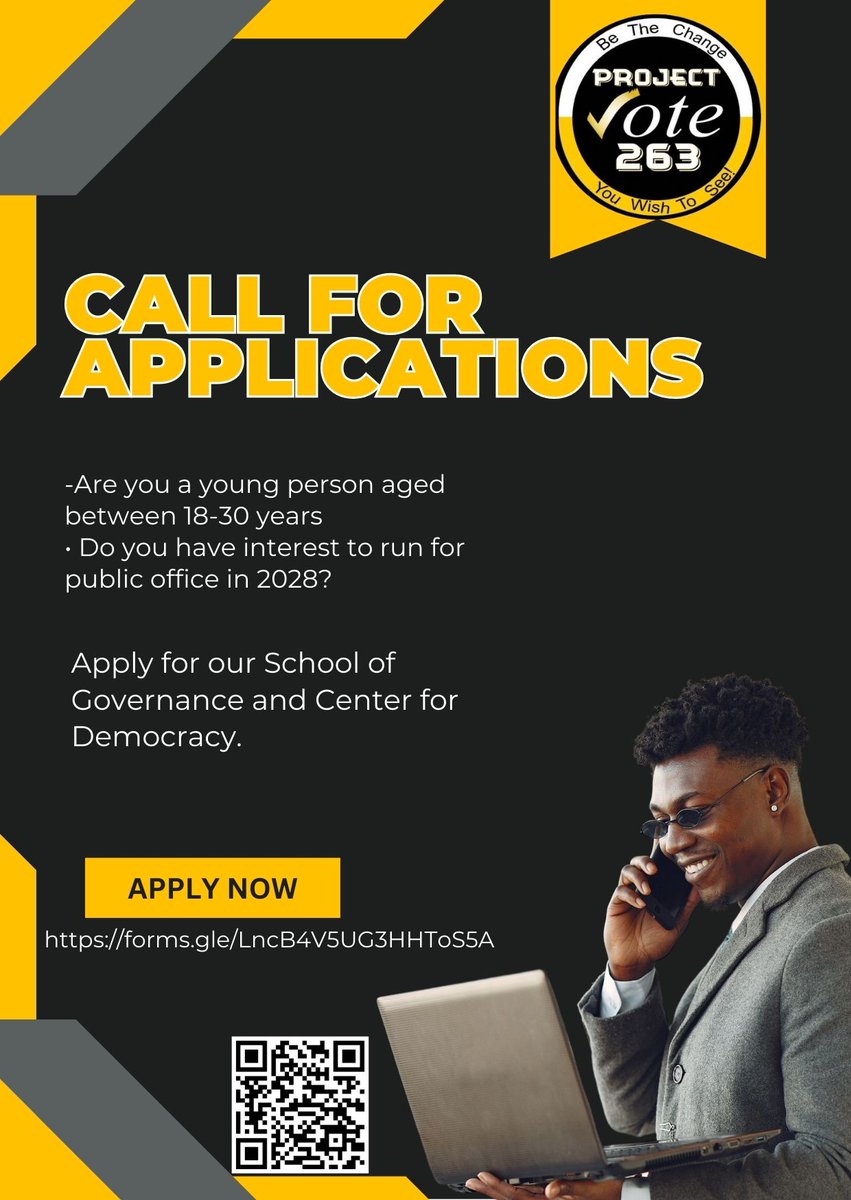 MateteYoung's tweet image. Are you a young Zimbabwean, interested in running for public office in 2028? Apply for our School Of Governance and Center For Democracy.
👇 👇 👇 
lnkd.in/djtSQQJc