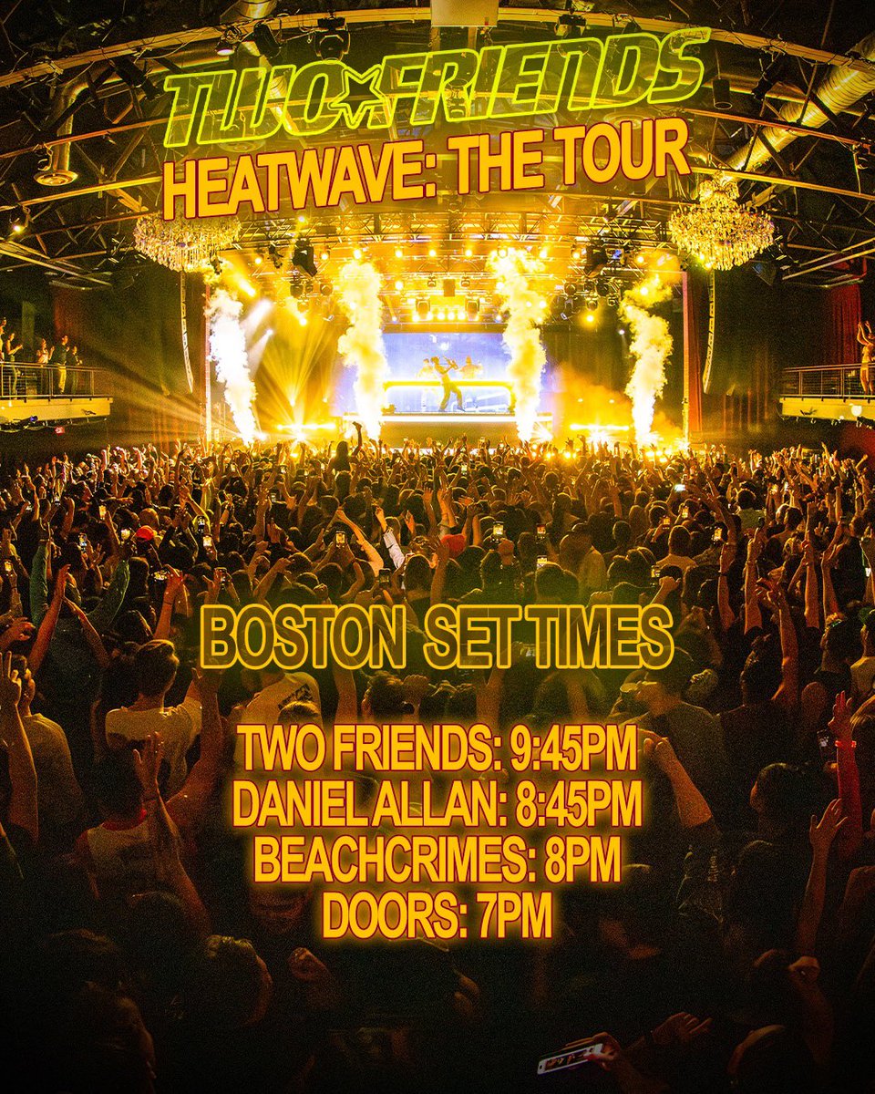 shipping up to boston tonight 🫡

last tix, act quick: twofriendsmusic.com/tour