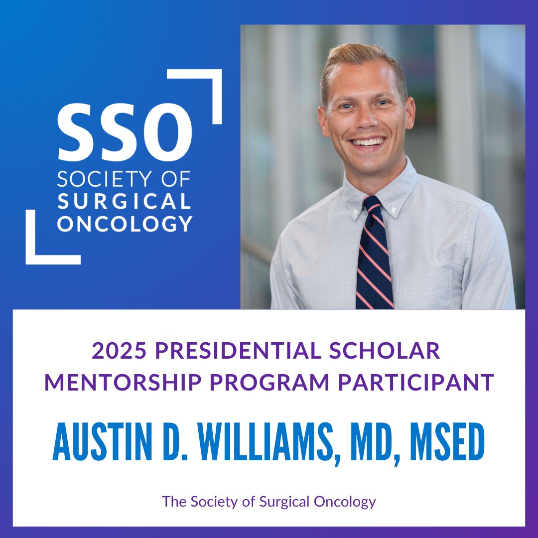 Austin D. Williams, MD MSEd FACS (@adwilliams5) on Twitter photo I am humbled and thrilled to be selected as <a href="/SocSurgOnc/">Society of Surgical Oncology</a> 2025 Presidential Scholar! Read more here: tinyurl.com/37eh3tka. <a href="/FoxChaseCancer/">Fox Chase Cancer Center</a> <a href="/FoxChaseSurgOnc/">Fox Chase Surgical Oncology</a> <a href="/FCCCAcademics/">Fox Chase Academic Affairs</a> #SSO2025 #SSOCommunity #SSOMentorships I am humbled and thrilled to be selected as <a href="/SocSurgOnc/">Society of Surgical Oncology</a> 2025 Presidential Scholar! Read more here: tinyurl.com/37eh3tka. <a href="/FoxChaseCancer/">Fox Chase Cancer Center</a> <a href="/FoxChaseSurgOnc/">Fox Chase Surgical Oncology</a> <a href="/FCCCAcademics/">Fox Chase Academic Affairs</a> #SSO2025 #SSOCommunity #SSOMentorships