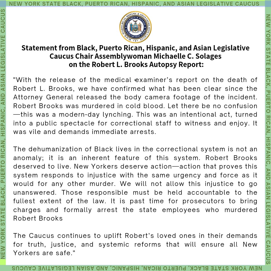 NYS BPHA Legislative Caucus (@bphacaucus) on Twitter photo Justice for Robert L. Brooks. See the Caucus statement on the medical examiner’s report here: Justice for Robert L. Brooks. See the Caucus statement on the medical examiner’s report here: