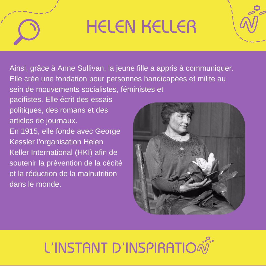 TREMPLIN_HANDI's tweet photo. 🔎 Découvrez notre premier #InstantInspiration dédié à #HelenKeller
📚Sources:
- Lorena A. Hichkok. (1998) "L'histoire d'Helen Keller"
- https://t.co/SIHzEQVWqy
- https://t.co/jl5RJNw9aI
- https://t.co/cIMrcDWw3v
👉 N'hésitez pas à nous faire des suggestions en commentaire ! https://t.co/eh9pVNoqqD