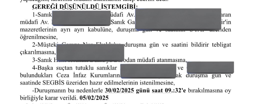 Bugünkü cmk dosyasını 30 şubata vermişler sonsuza kadar açık kalacak dosya