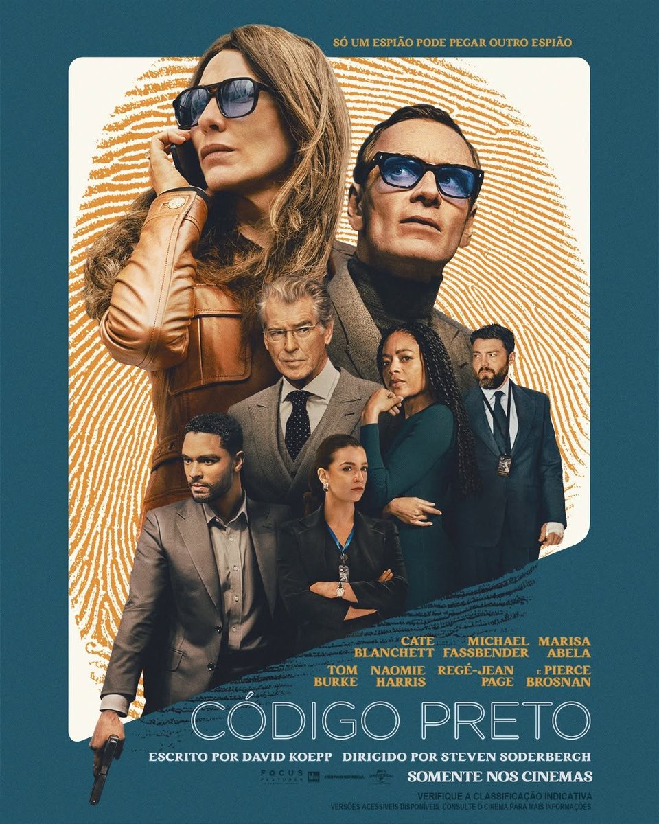 cinemabh's tweet photo. Primeiro pôster oficial do filme #CodigoPreto de Steven Soderbergh, com Cate Blanchett, Michael Fassbender, Regé-Jean Page, Marisa Abela, Naomie Harris, Tom Burke e Pierce Brosnan.
A estreia está prevista para o dia 13 de março nos cinemas!
#cinemabh #cinema #cinemasbh #Cine https://t.co/GHhiVfSPnS