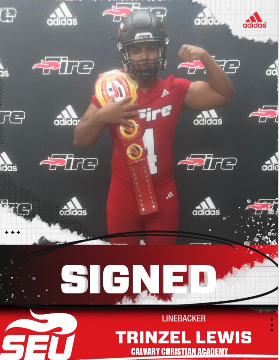 SEUFireFootball's tweet photo. Big physical linebacker from Tampa 🚨
The LB room just generated more talent 💥

Welcome 🏡 Trinzel Lewis

#FuelTheFire https://t.co/pByg0bw81l