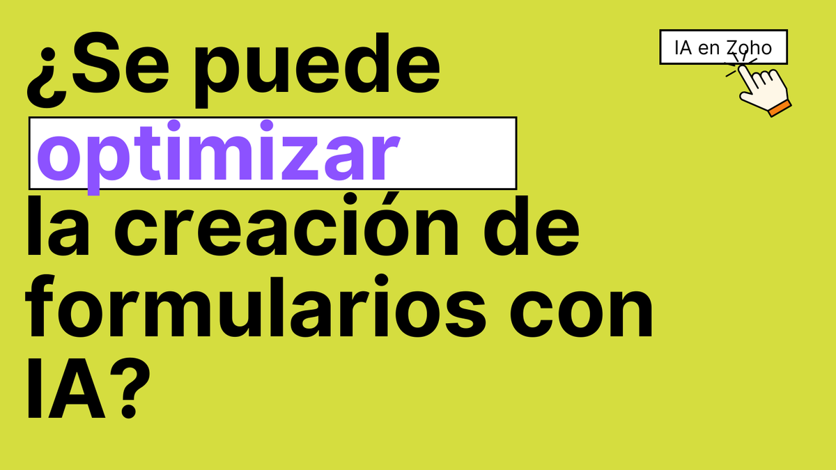 ⏳ ¿Tu equipo pierde demasiado tiempo creando formularios? Con la IA generativa en #ZohoForms, solo escribe un prompt y deja que Zia haga el resto. 🚀

Más agilidad, menos esfuerzo. Descúbrelo aquí 👉 zurl.co/rLzMm