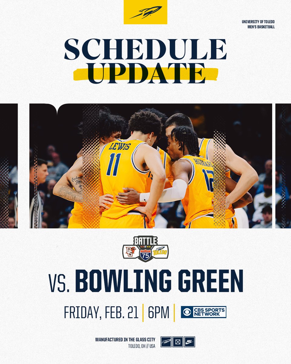 kpmullan's tweet photo. 🚨GAME 𝐔𝐏𝐃𝐀𝐓𝐄 🚨

Toledo Men’s Basketball game vs. Bowling Green has been moved to Friday, Feb. 21 at 6pm. 

https://t.co/PFuLHpzthy

See YOU at the GAME!!!!

.

 #TeamToledo https://t.co/WLTWQ1ur1T