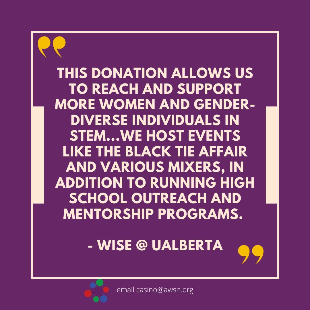 Alberta Women in Science Network (@awsnsocial) on Twitter photo AWSN's AGLC Casino makes up a significant portion of funding for non-profits and charities in Alberta. To continue our mission of supporting STEM, we need volunteers! Please consider signing up at buff.ly/4hjzFrO and email casino@awsn.org for the the password. AWSN's AGLC Casino makes up a significant portion of funding for non-profits and charities in Alberta. To continue our mission of supporting STEM, we need volunteers! Please consider signing up at buff.ly/4hjzFrO and email casino@awsn.org for the the password.