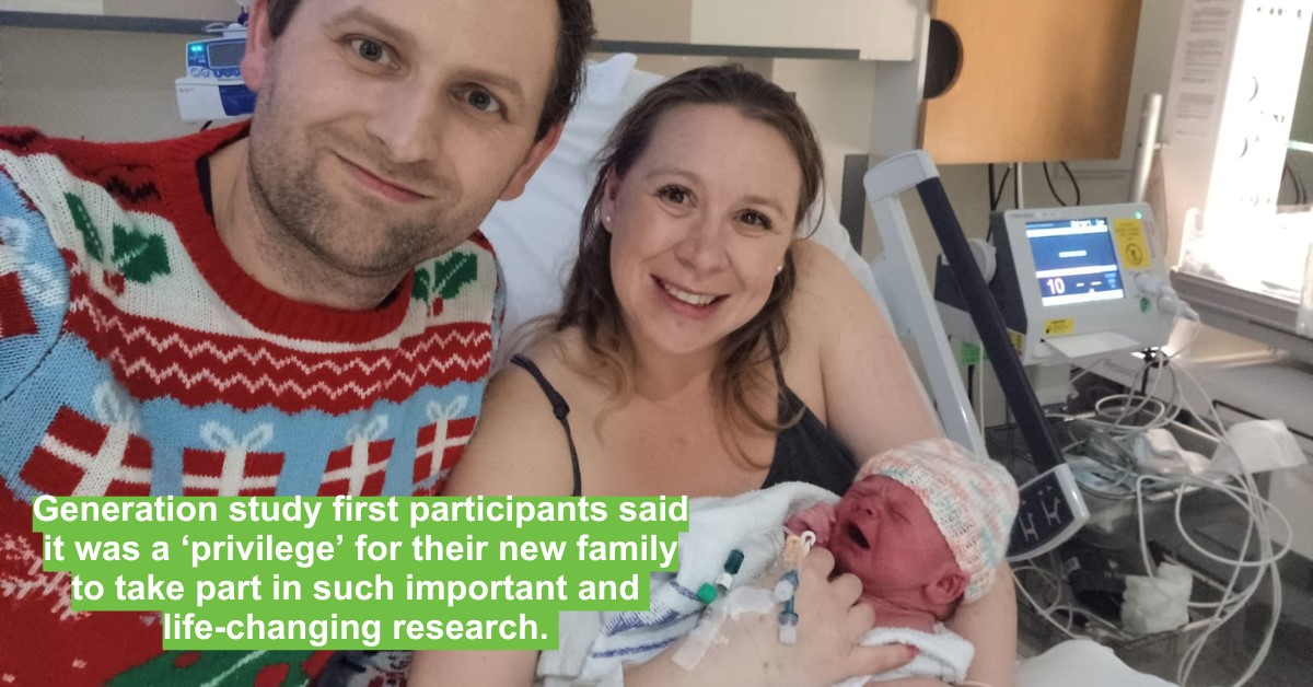 Sophia Bird, who was born on 16 December, was the first baby in Sheffield to have a cord blood sample taken as part of the study

Sophia's parents, Alice and Robert, said it was a 'privilege' to be the first family to take part in such important and life-changing research.  2/3