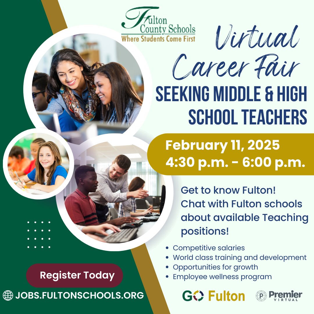 GO_Fulton's tweet photo. 📢We're less than a week away. Join us and get to know Fulton! #TeachInFulton #ThriveInFulton
Register Today:  https://t.co/hfBegXjNx3 https://t.co/tnHmaePHmr
