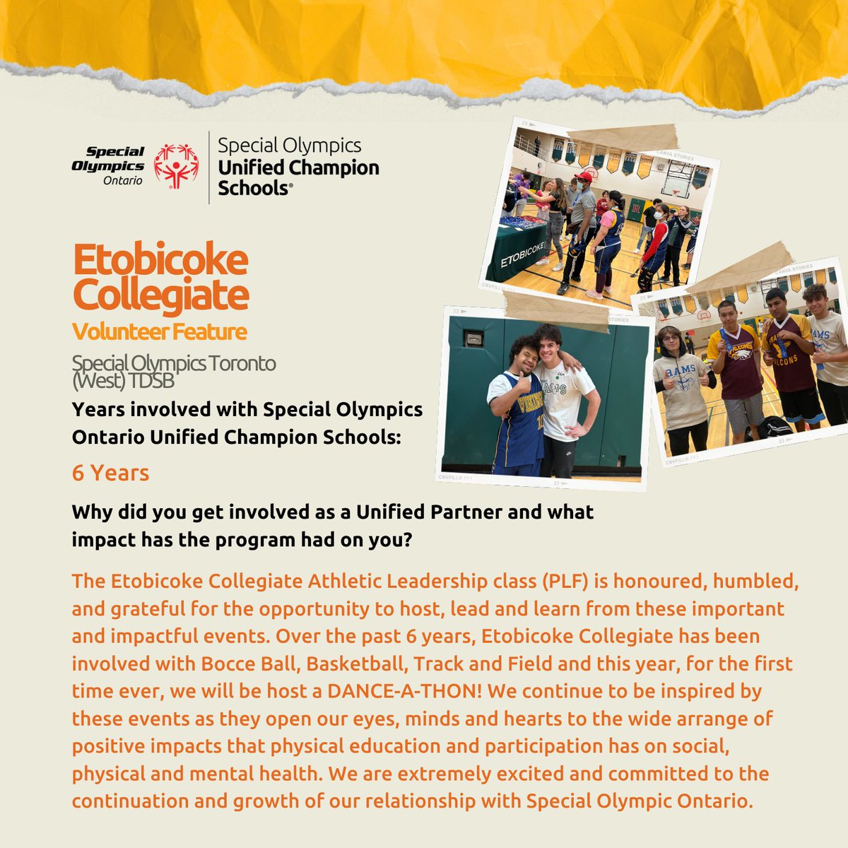 Special Olympics Ontario Unified Champion Schools (@sooschoolchamps) on Twitter photo Shout out to Etobicoke Collegiate for their incredible dedication to fostering inclusion through sports and activities!🏅 Over the past 6 years, they’ve hosted impactful events like Bocce Ball, Basketball, and Track & Field!
#UnifiedChampionSchools
@ongov <a href="/TDSB_ECI/">Etobicoke CI</a> Shout out to Etobicoke Collegiate for their incredible dedication to fostering inclusion through sports and activities!🏅 Over the past 6 years, they’ve hosted impactful events like Bocce Ball, Basketball, and Track & Field!
#UnifiedChampionSchools
@ongov <a href="/TDSB_ECI/">Etobicoke CI</a>