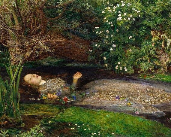 لوحة " OPHELIA" 

هي واحدة من أشهر لوحات الفن الڤيكتوري، والتي تعبر عن شخصية مأساوية من مسرحية " هامليت " ل ويليام شكسبير.

تظهر اوفيليا في اللوحة تطفو على الماء بعد أن سقطت أثناء قطفها للزهور،